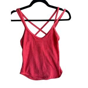 Vintage 70s Women’s Coral Terry Cloth Tank Top Summer Retro Size Medium